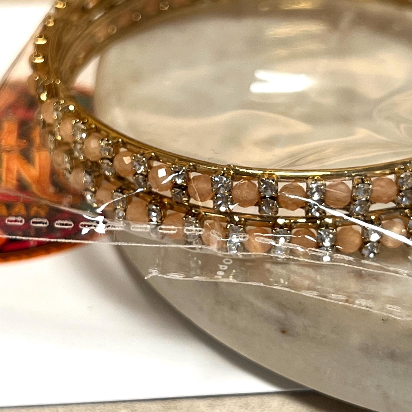 Set of 2 Rhinestone Bangles - Antique Gold Base/ Golden Stones Indian/ Pakistani/Jewelley/ Fashion Bracelet/2.6 only / Choose Colour