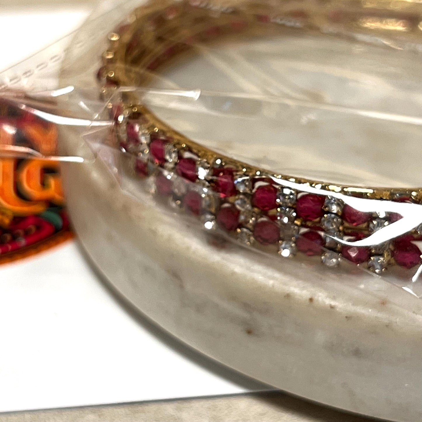 Set of 2 Rhinestone Bangles - Antique Gold Base/ Golden Stones Indian/ Pakistani/Jewelley/ Fashion Bracelet/2.6 only / Choose Colour