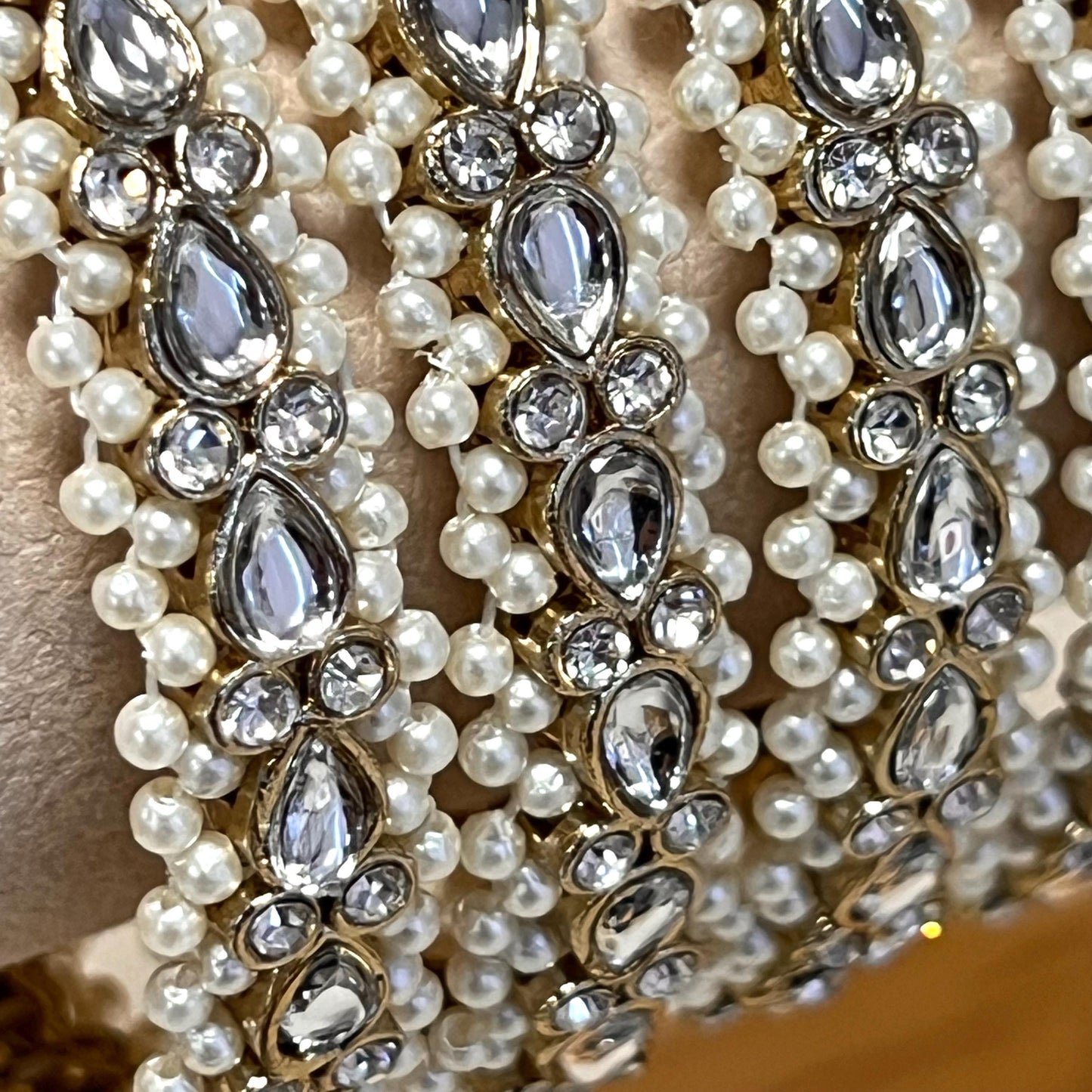 Set of 4 Clear Pearl Bangles/Indian/ Pakistani/Jewelley/ Fashion Bracelet/ 2.6 only