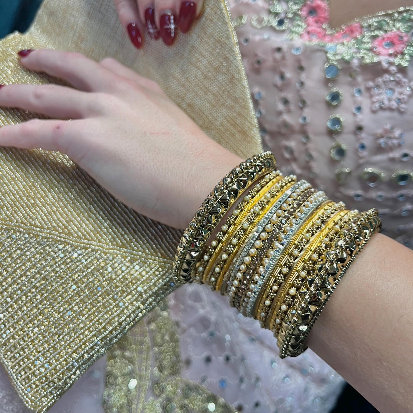 Midi Golden Bangle Set Both Arms/ /Indian/ Pakistani/Jewelley/ Fashion Bracelet