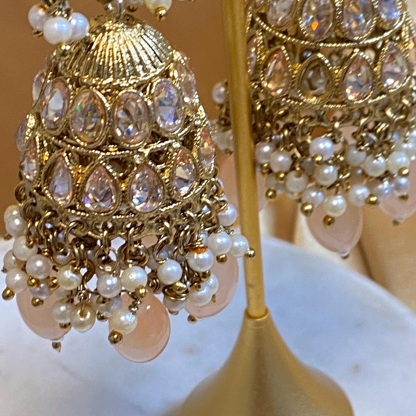 Peach Choker set Jhumka Earring/Small Tikka/ Tikli/ Indian/ Pakistani/Fashion Jewellery/ Gift for Women/ Pastel Jewellery