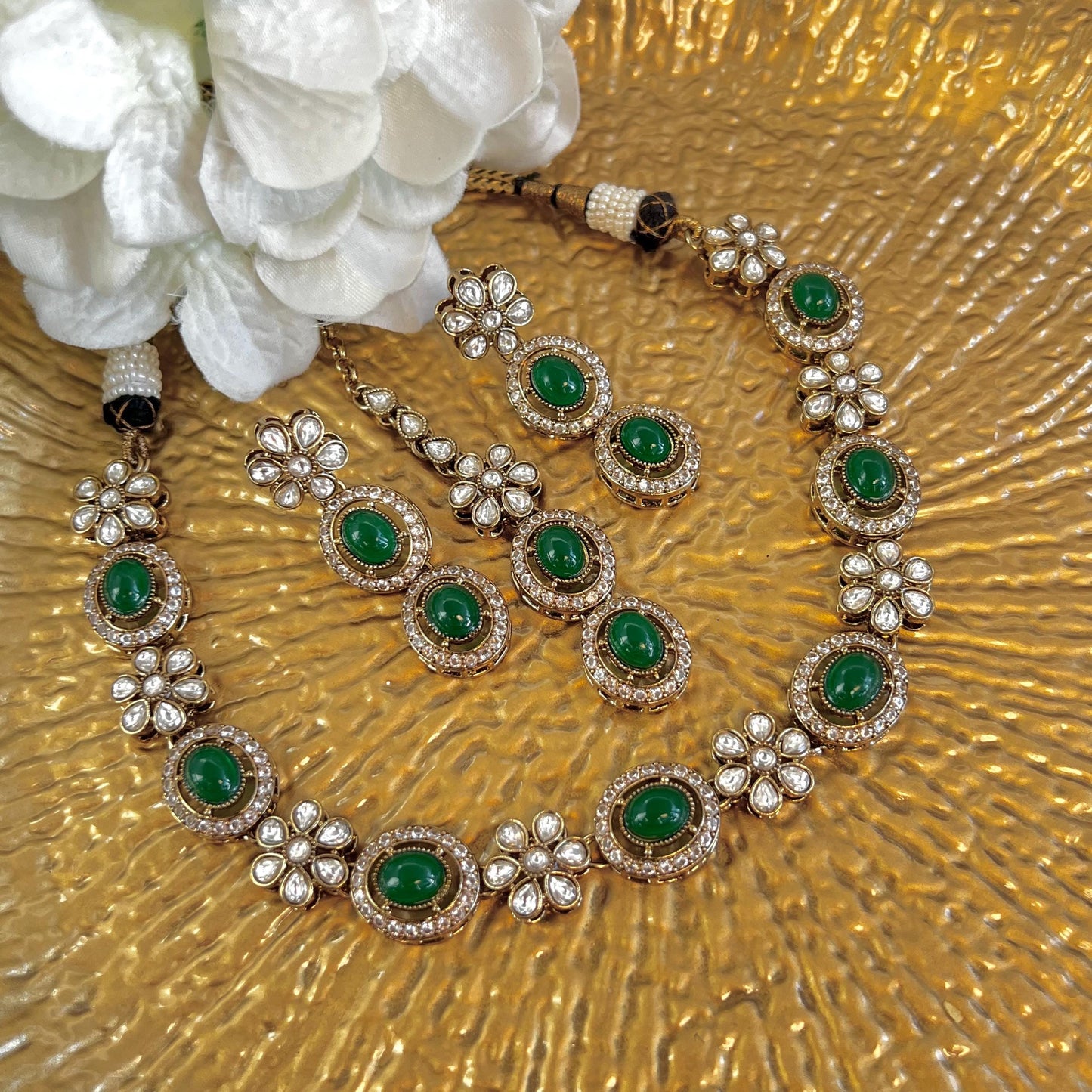 Faux Kundan Choker Set Earring/ Tikka/ Tikli/ Indian/ Pakistani/Fashion Jewellery/ Gift for Women