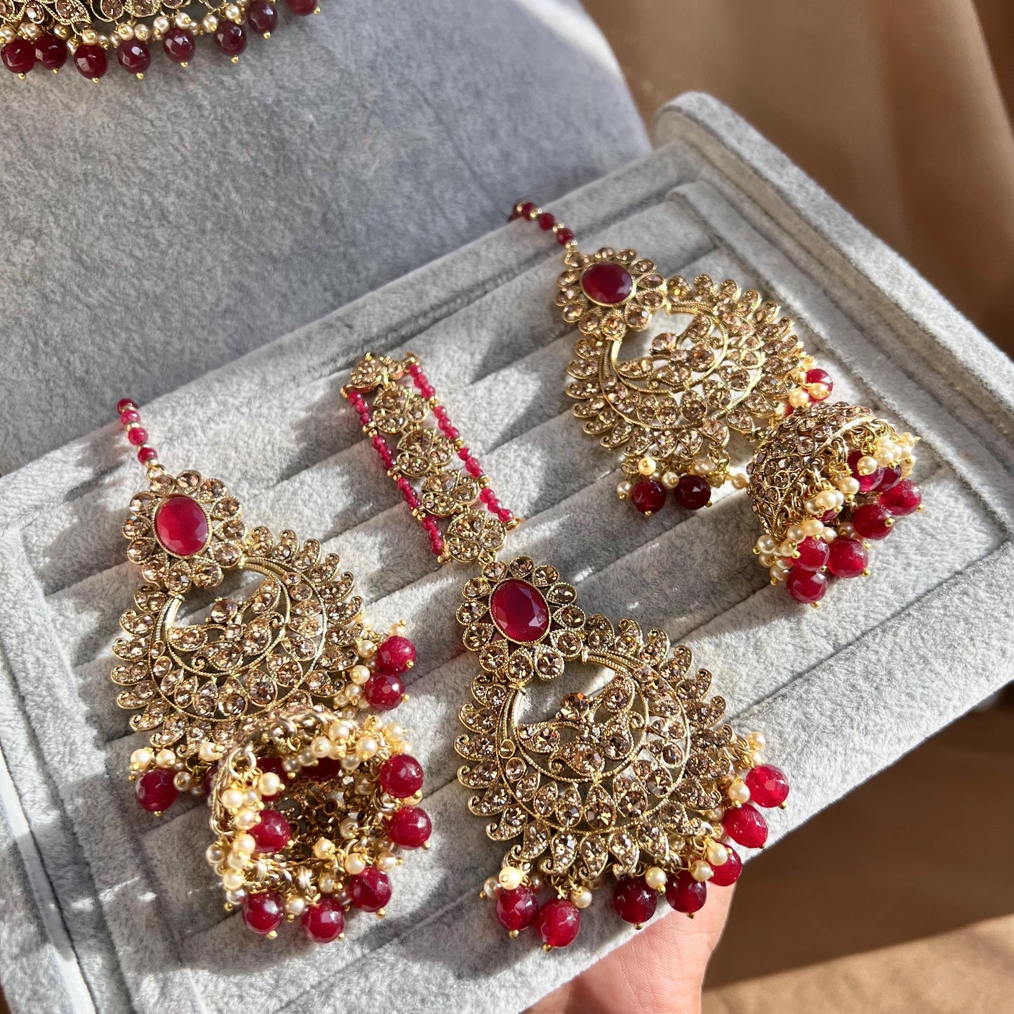 Maroon/Golden Choker Set Indian/ Pakistani/Fashion Jewellery/Gift for Women