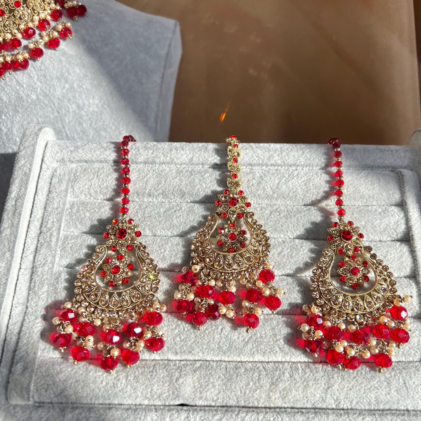 Red & Golden Choker Set/Red Indian Jewellery/ Red Chokers/Indian Jewellery/ Pakistani Jewellery/Fashion Jewellery/ Gift for Women