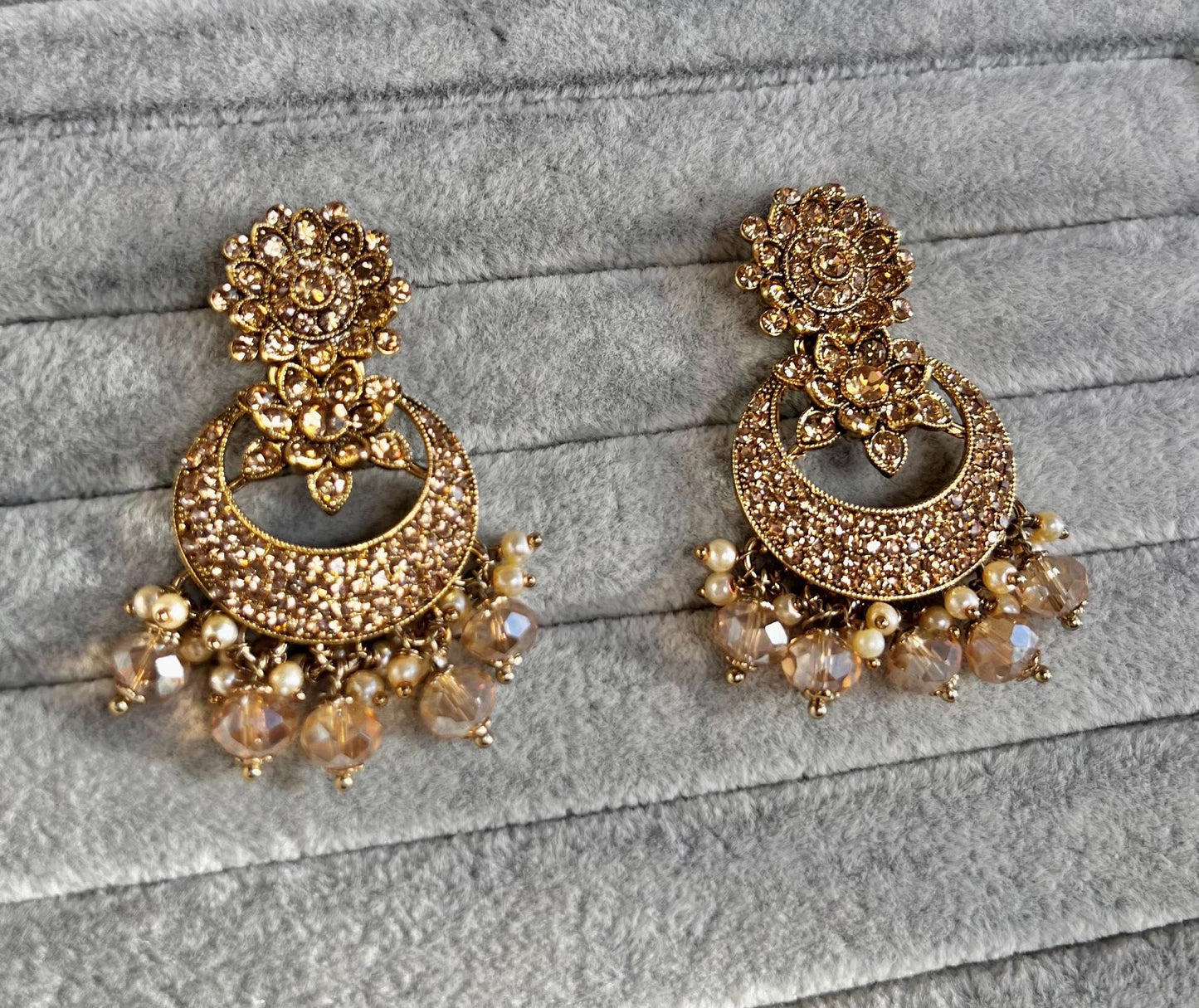 Gold & Champagne Indian Choker Set/Indian Jewellery Set/Indian Golden Set/Pakistani Jewellery/Fashion Jewellery