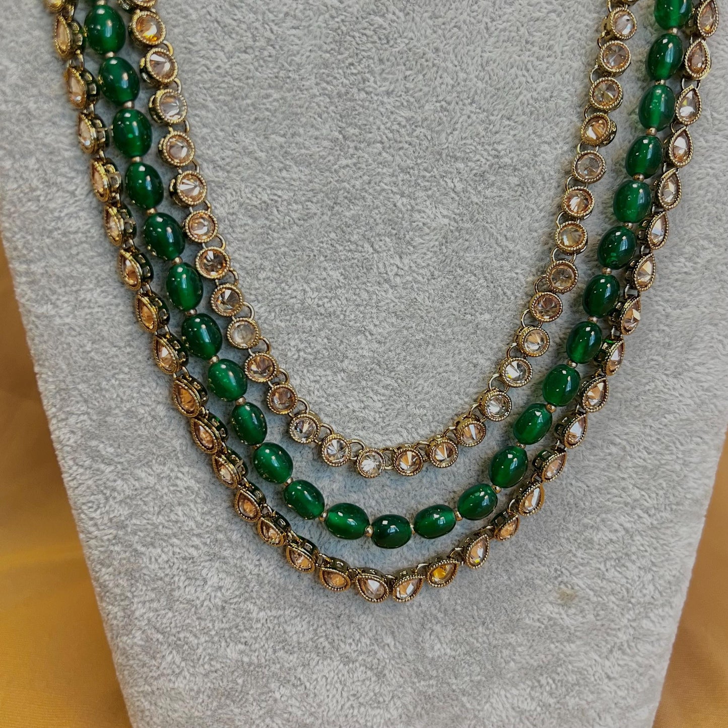 Green Champagne Long Mala/ Haar/ Long Necklace/ Waist chain/ Belt/ Sari Belt/ Unique Style/ Indian/ Pakistani/Fashion Jewellery/ Gift