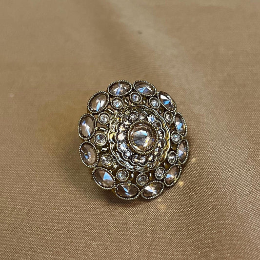 Champagne Medium Round Hand Ring/Rings/Fashion Jewellery/ Gift for Women/Indian/Pakistani style