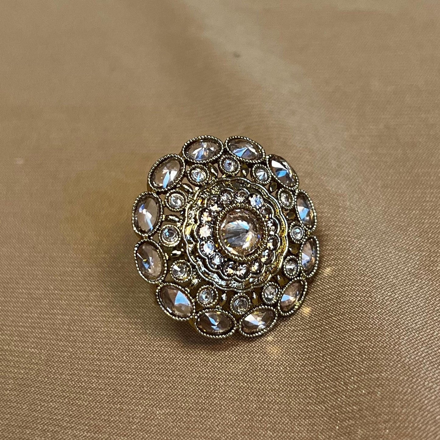 Champagne Medium Round Hand Ring/Rings/Fashion Jewellery/ Gift for Women/Indian/Pakistani style