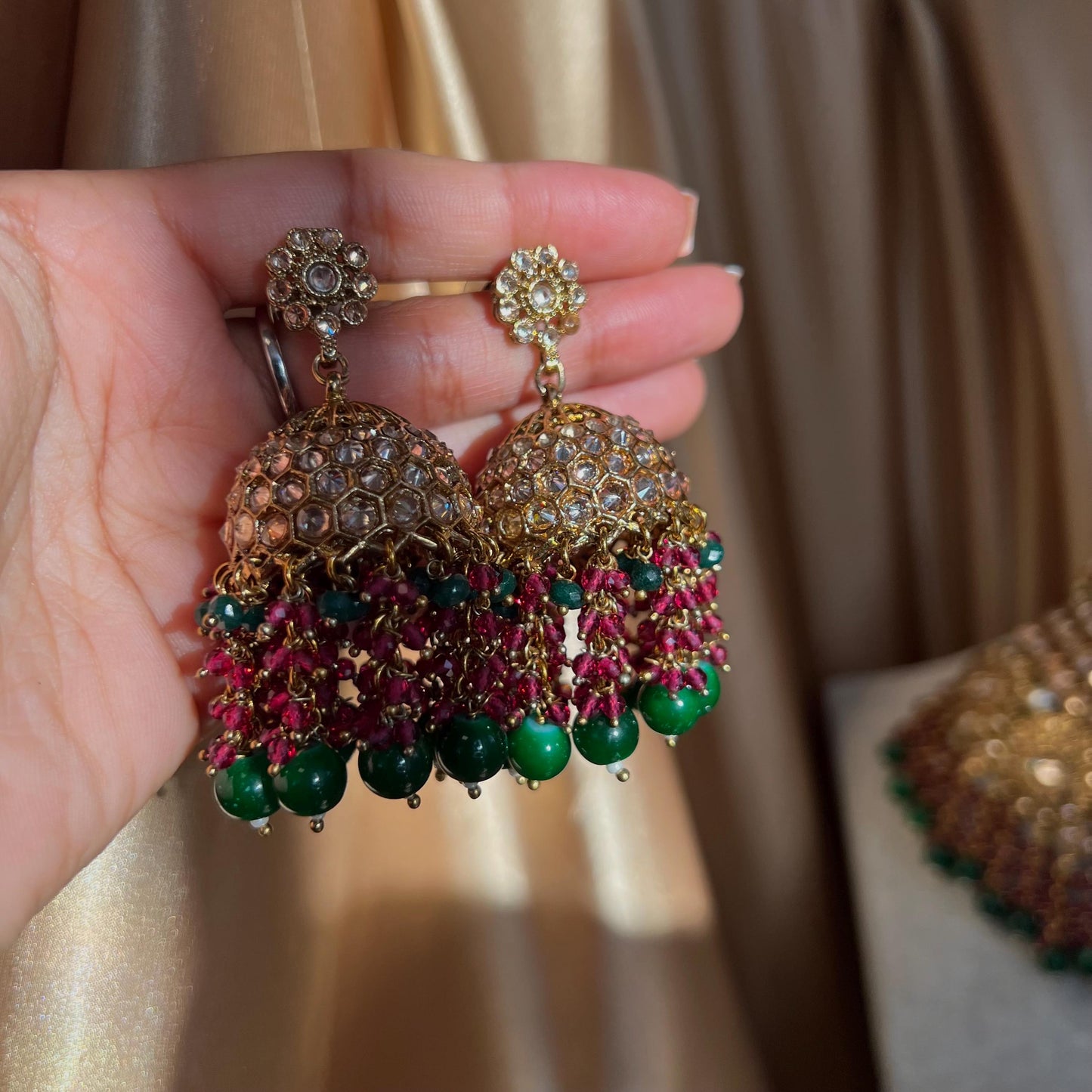 Green Bridal Necklace set Indian/ Pakistani Style/ Wedding/ Fashion Jewellery/ Necklace set