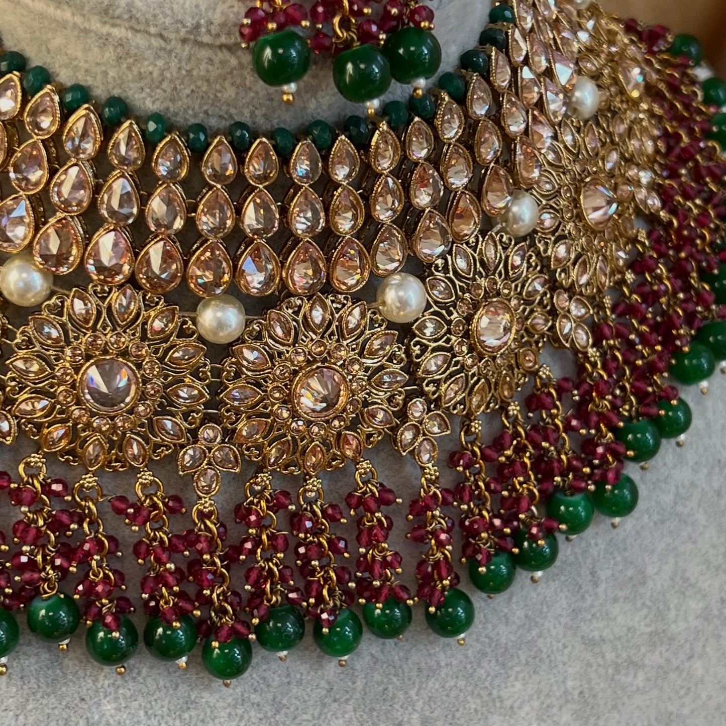 Green Bridal Necklace set Indian/ Pakistani Style/ Wedding/ Fashion Jewellery/ Necklace set