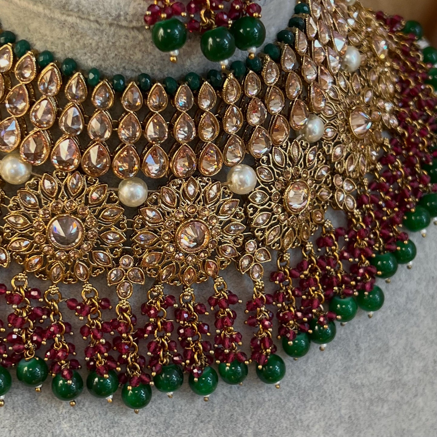 Green Bridal Necklace set Indian/ Pakistani Style/ Wedding/ Fashion Jewellery/ Necklace set