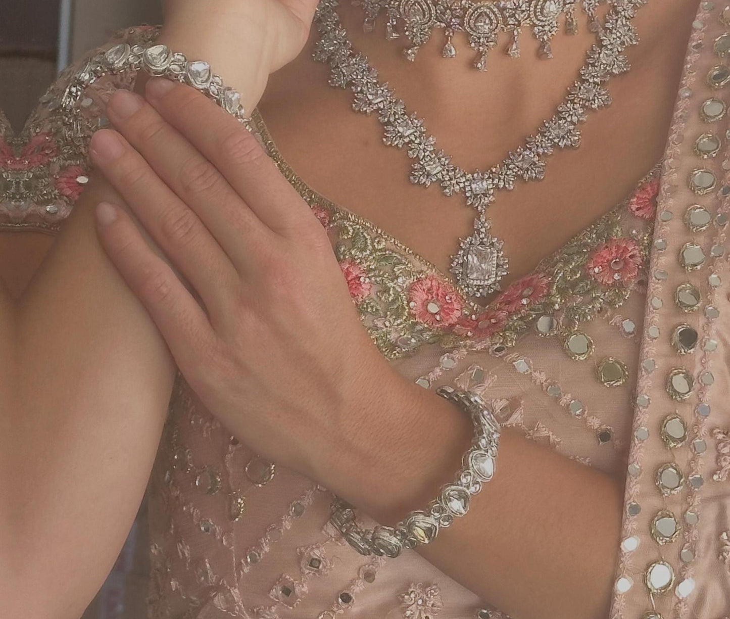 Set of 2 Silver Faux Kundan Kada Bangles in 2.6 /Indian Bangles/Indian/ Pakistani/Jewelley/ Fashion Bracelet