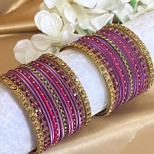 Purple Small Bangle Set for Both Arms traditional Bollywood Indian Pakistani Churi set Jewelley Fashion Bracelet wedding jewellery sale 2.6