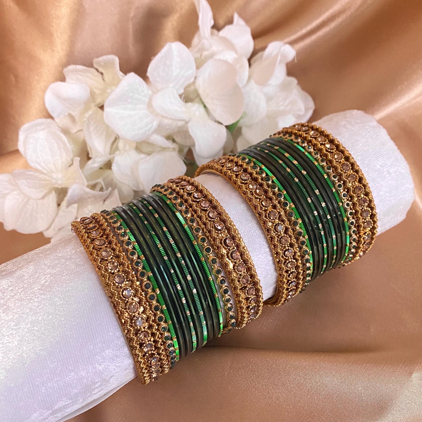 Green Small Bangle Set for Both Arms traditional Bollywood Indian Pakistani Churi set Jewelley Fashion Bracelet wedding jewellery sale 2.4