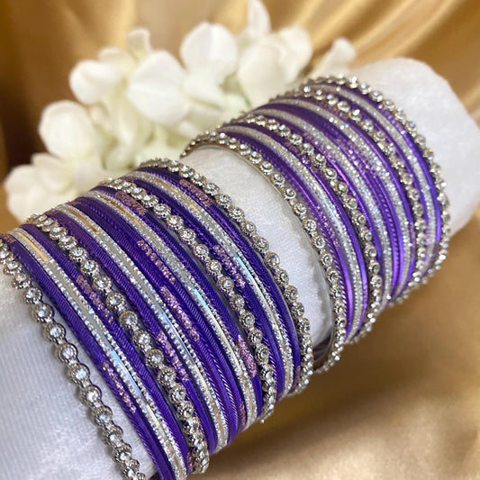 Purple Small Bangle Set for Both Arms traditional Bollywood Indian Pakistani Churi set Jewelley Fashion Bracelet wedding jewellery sale 2.6