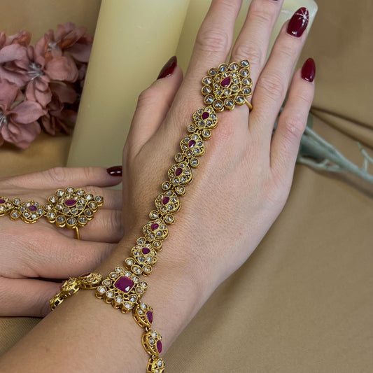 Clear & Gold Hand Harness/Gold Hathpool/Clear Hathpool/Golden Harnesses//Indian/ Pakistani/Jewelley/ Fashion Bracelet/ Clear