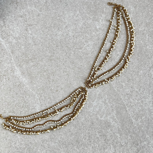 Antique Gold Pearl Ear Chains to add to any earring style. Bollywood  (Saharey) / Indian Style Earring/ Fashion Jewellery/ Gift for Women