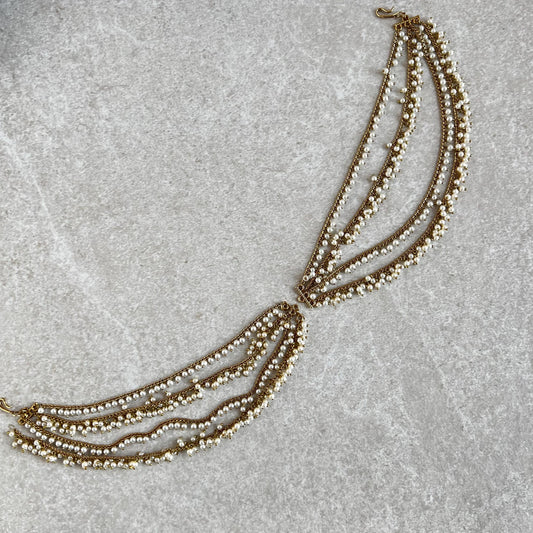 Antique Gold Pearl Ear Chains to add to any earring style. Bollywood  (Saharey) / Indian Style Earring/ Fashion Jewellery/ Gift for Women