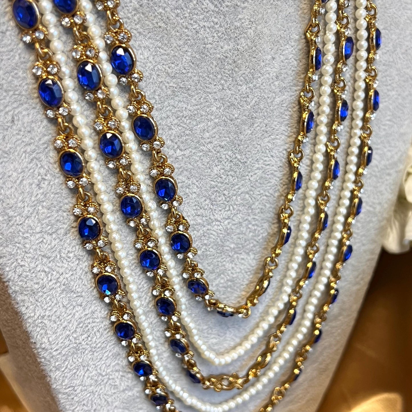CLEARANCE IMPERFECT Silver Antique gold Blue Maroon Rhinestone Long Mala Haar Long Necklace Style Bollywood Indian Pakistani Fashion Jewels