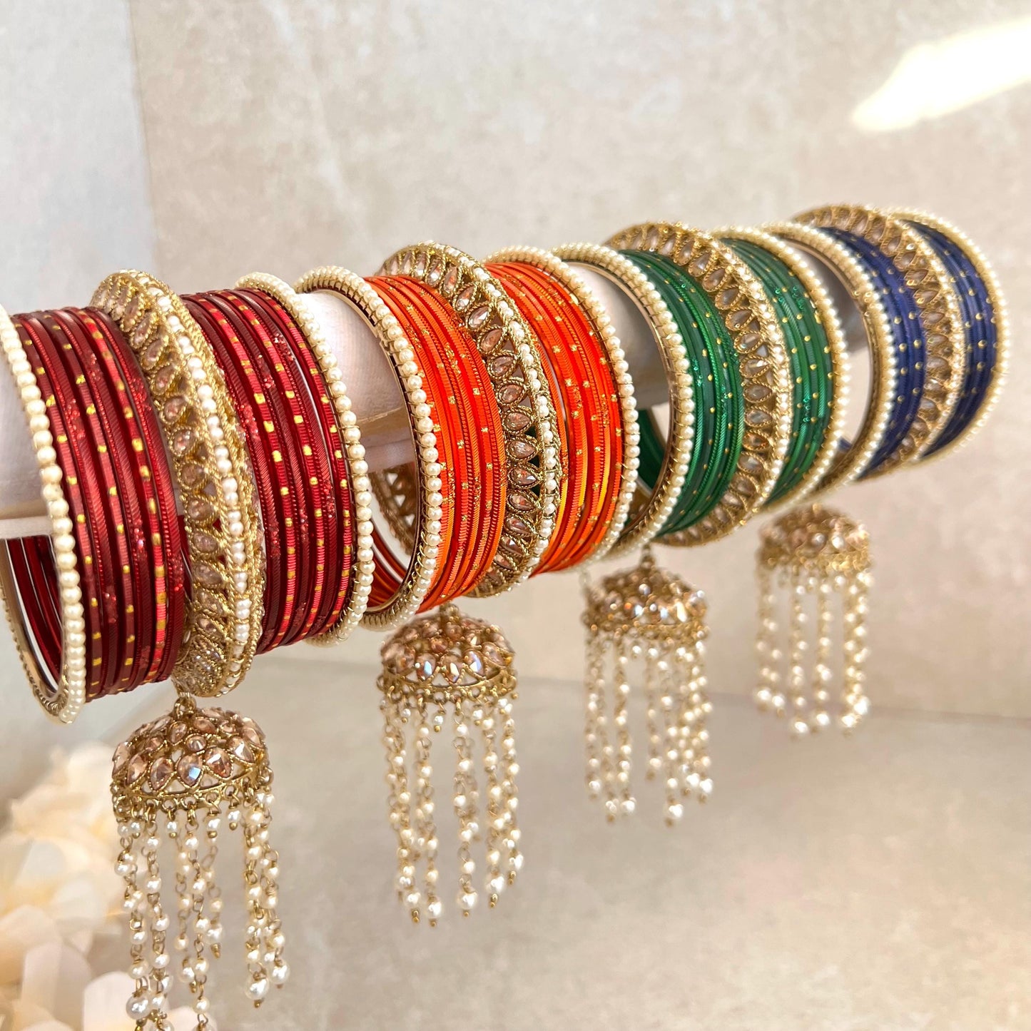 SALE 2.4 only Custom/ Jhumka Antique Gold Bangle One Arm/ Customise Colour /Indian/ Pakistani/Jewelley/ Fashion/ Wedding/ Small Bangle Set