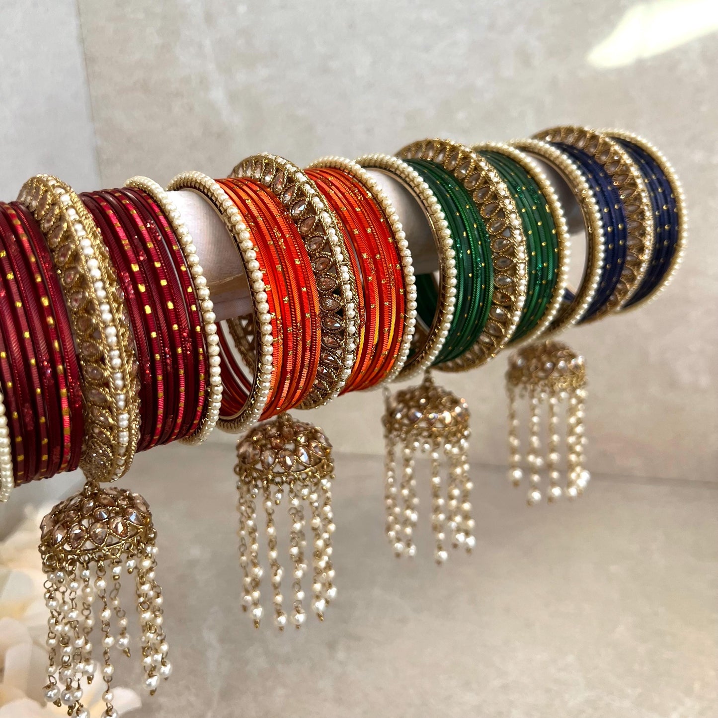 SALE 2.4 only Custom/ Jhumka Antique Gold Bangle One Arm/ Customise Colour /Indian/ Pakistani/Jewelley/ Fashion/ Wedding/ Small Bangle Set