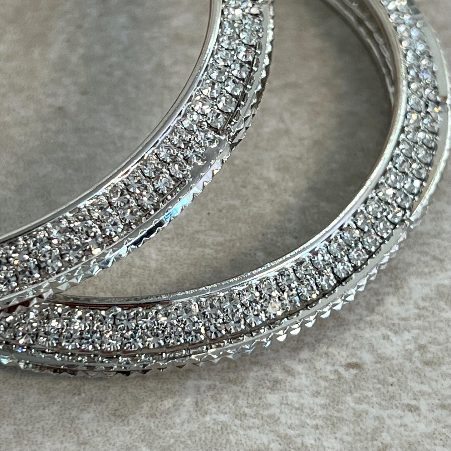 Set of 2 Rhinestone Bangles/ Gold Silver Bronze Base/ Hand Made Indian/ Pakistani/Jewelley/ Fashion Bracelet/2.8 only / Choose Colour