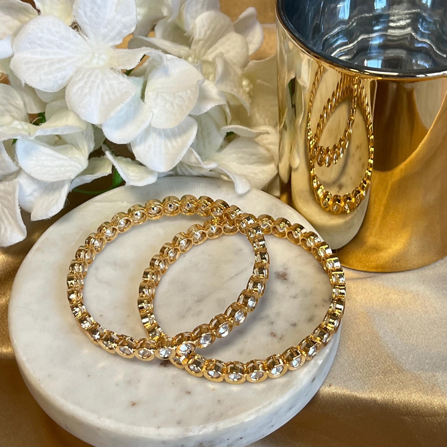 Set of 2 Clear Kundan Single Bangles Bollywood High Quality Pakistani Indian Bangle Jewelley Fashion Bracelet