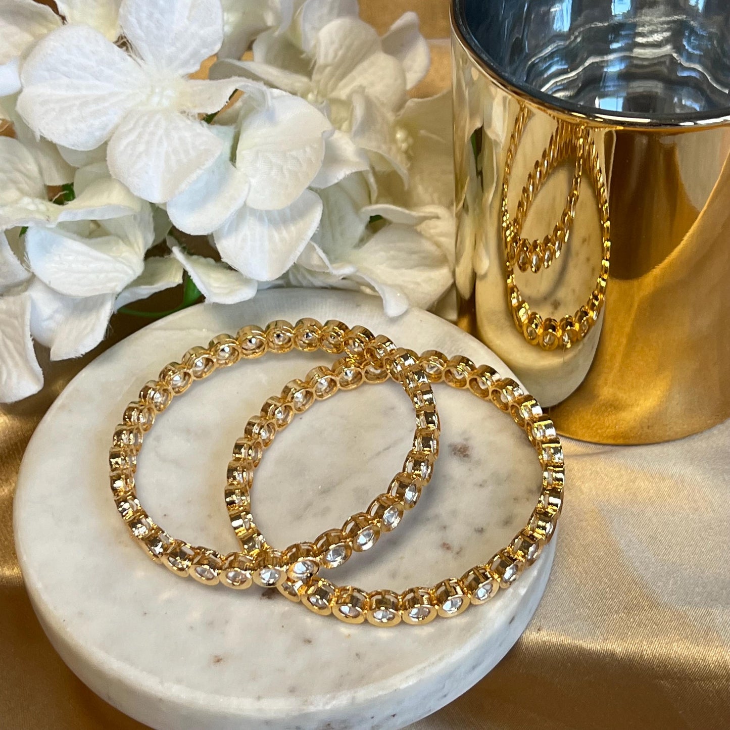 Set of 2 Clear Kundan Single Bangles Bollywood High Quality Pakistani Indian Bangle Jewelley Fashion Bracelet