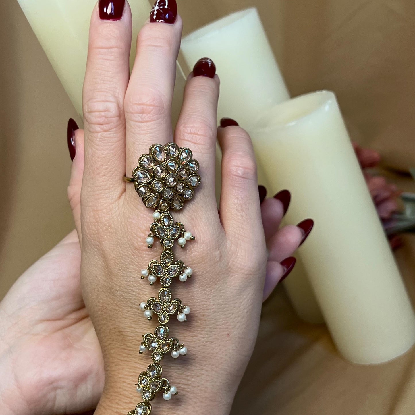 Champagne Hand Harness/ Fashion Jewellery/ Gift for Women/Indian/Pakistani style /Haathphool/Hand Accessory