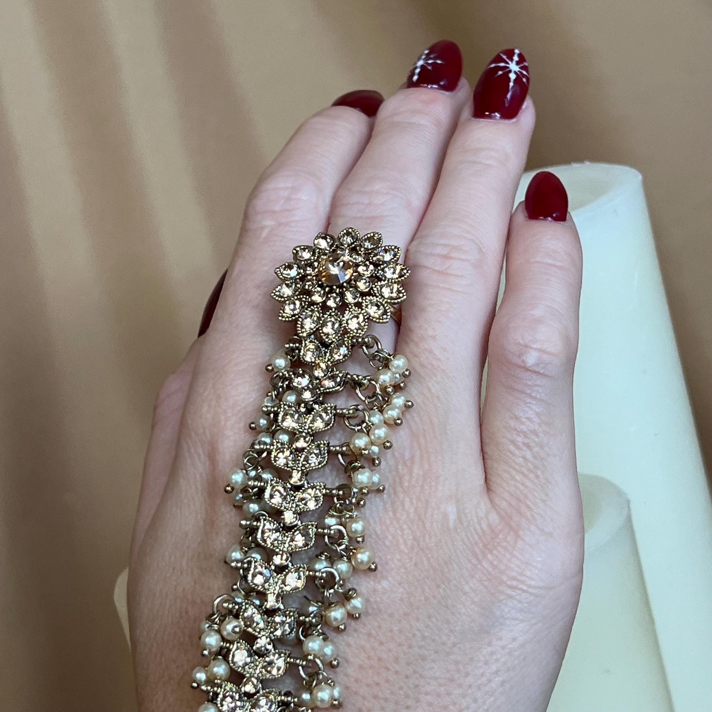 Golden Hand Harness/Gold Ring Hand Harness/Gold Hathpool/Fashion Jewellery/Gold Hathpool/Indian/Pakistani style /Haathphool/Hand Accessory