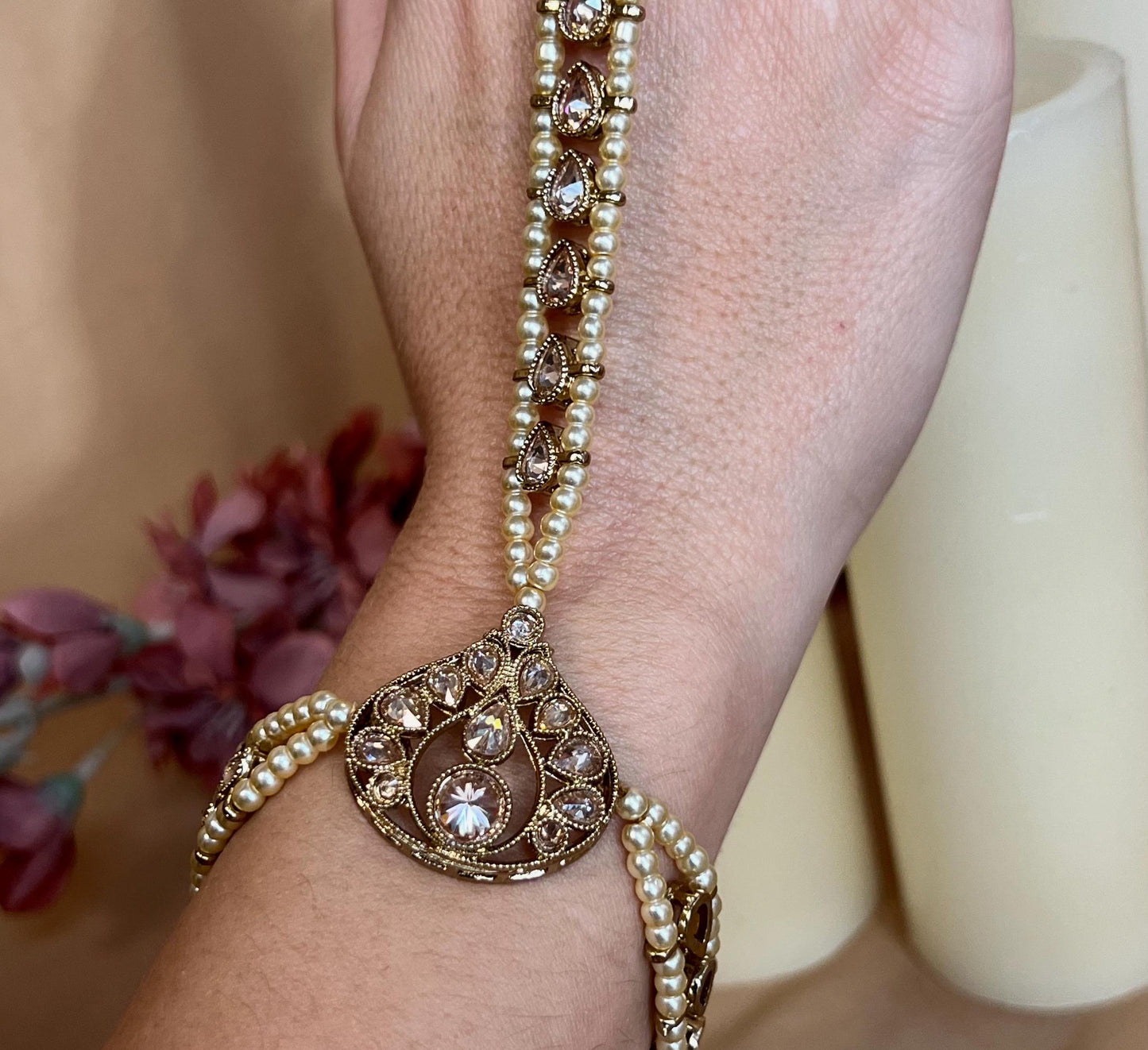 Champagne Hand Harness/ Fashion Jewellery/ Gift for Women/Indian/Pakistani style /Haathphool/Hand Accessory