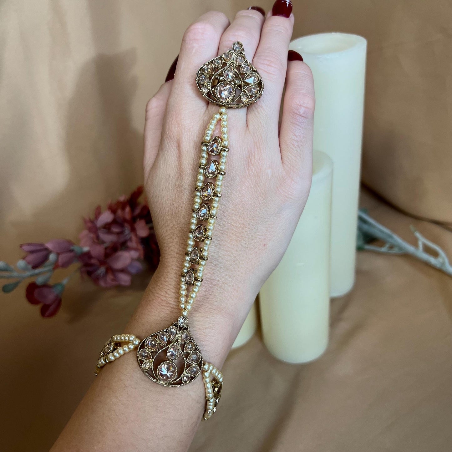Champagne Hand Harness/ Fashion Jewellery/ Gift for Women/Indian/Pakistani style /Haathphool/Hand Accessory