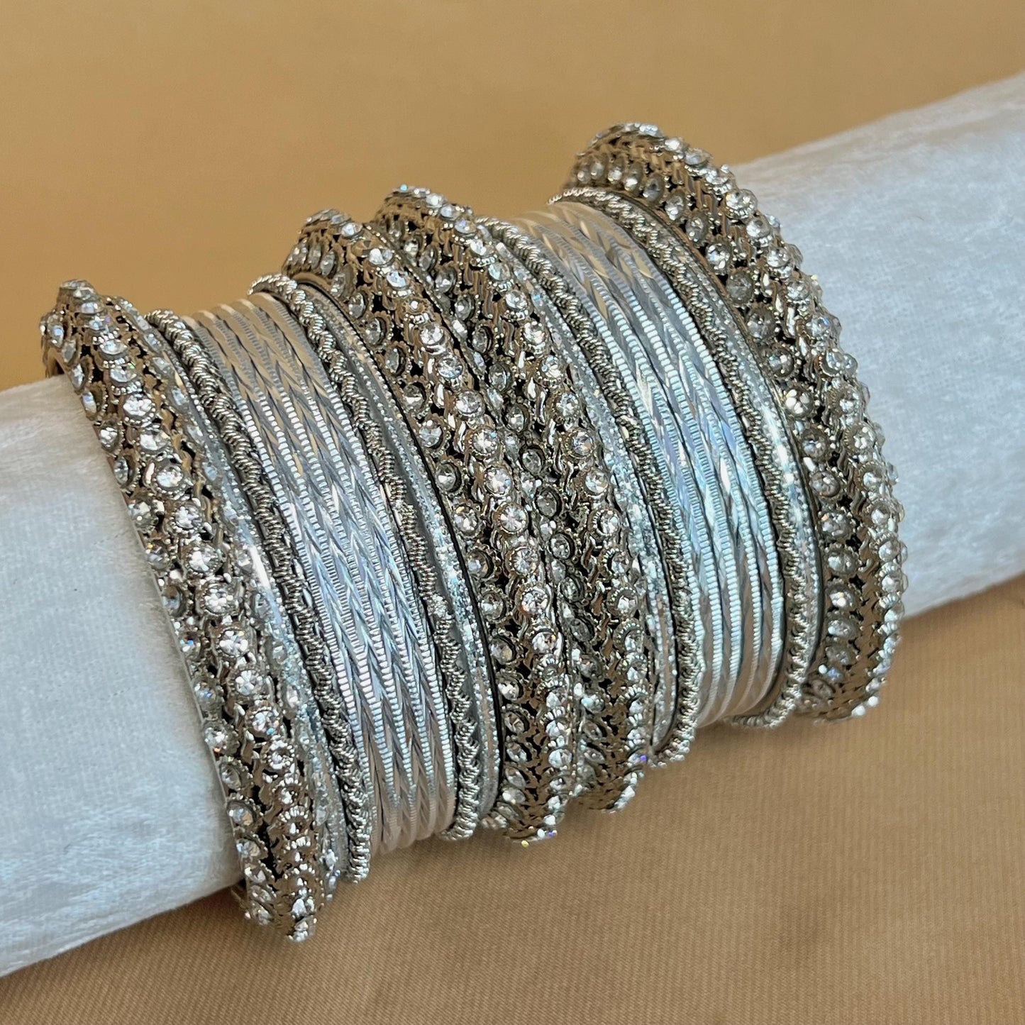 Mini Silver Bangle Set Both Arms - 2.10 Only/ Silver/Indian/ Pakistani/Jewelley/ Fashion Bracelet