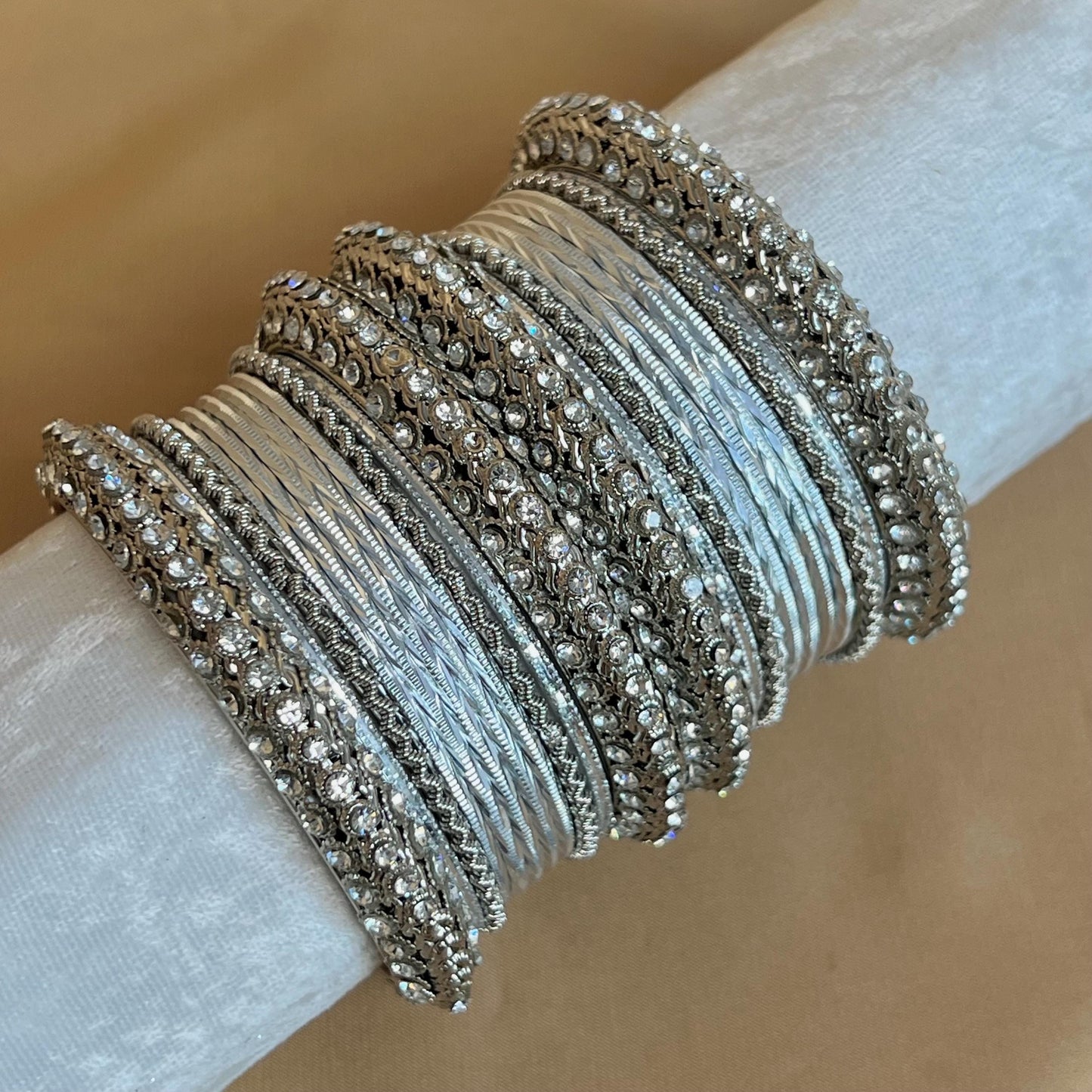 Mini Silver Bangle Set Both Arms - 2.10 Only/ Silver/Indian/ Pakistani/Jewelley/ Fashion Bracelet