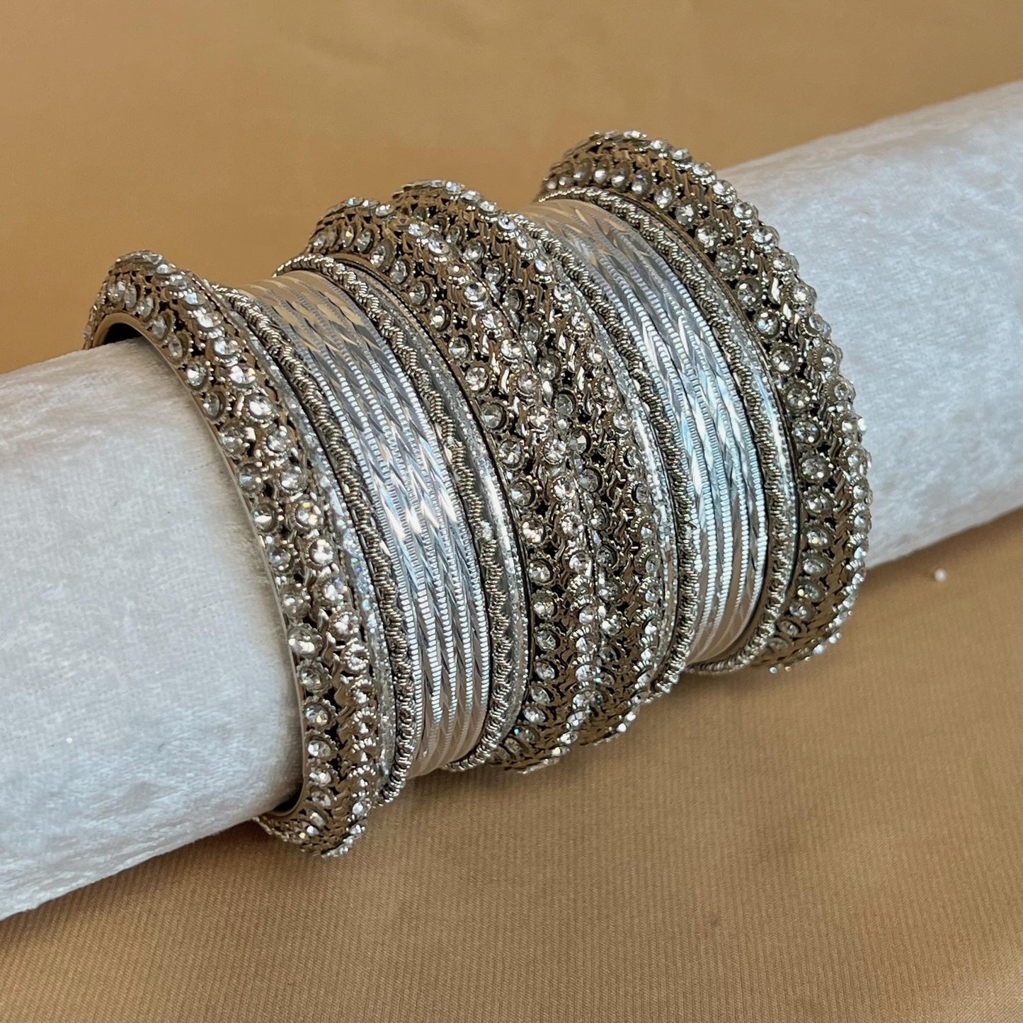 Mini Silver Bangle Set Both Arms - 2.10 Only/ Silver/Indian/ Pakistani/Jewelley/ Fashion Bracelet