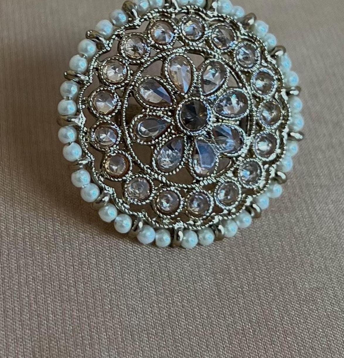 Champagne Medium Round Hand Ring/Rings/Fashion Jewellery/ Gift for Women/Indian/Pakistani style