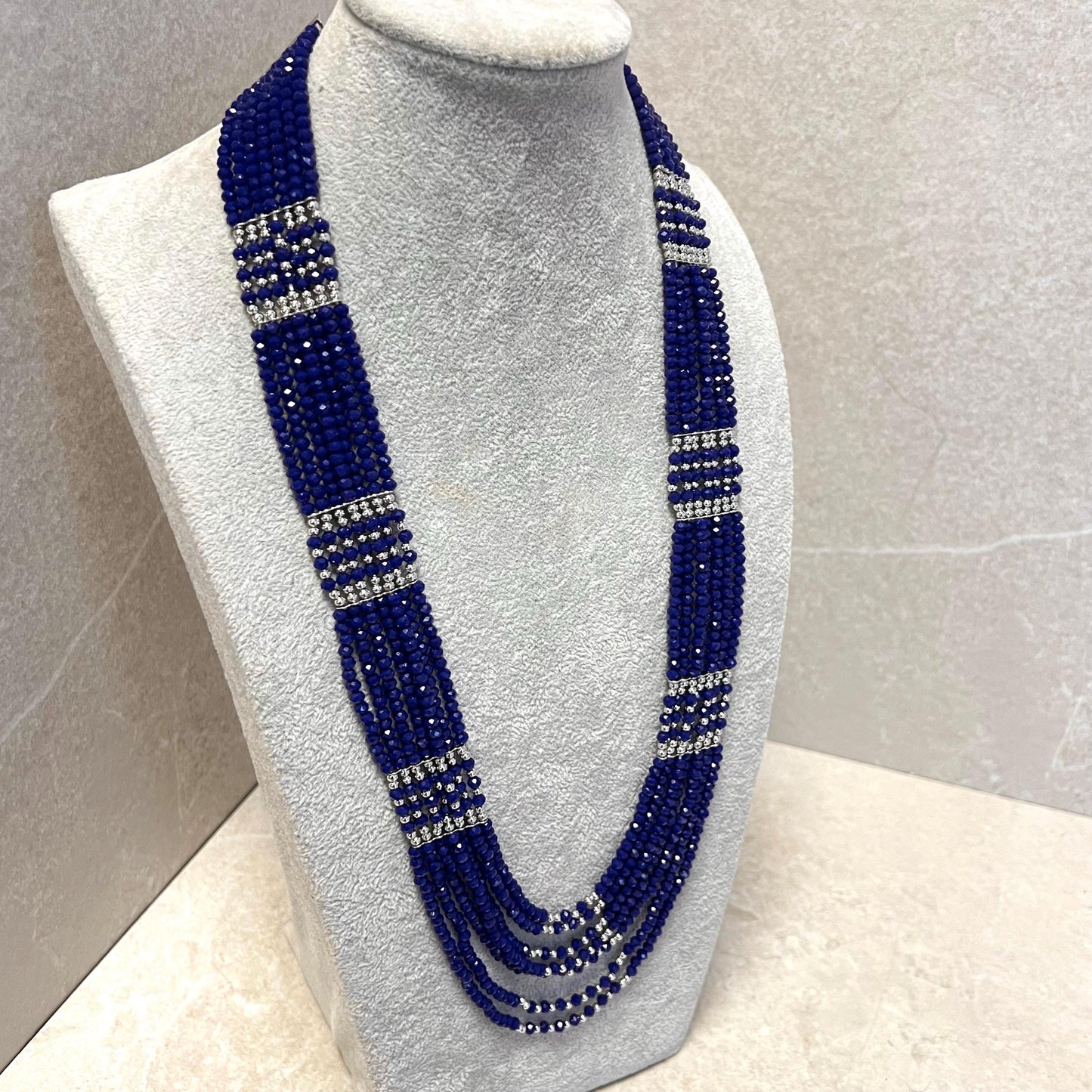 CLEARANCE Navy Blue/ Silver Long Mala/ Haar/ Long Necklace/ Unique Style/ Indian/ Pakistani/Fashion Jewellery/ Gift for Women