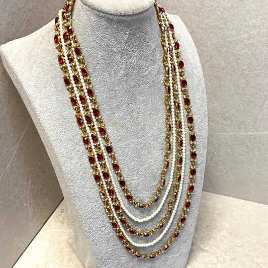CLEARANCE Maroon/Golden Long Mala/ Haar/ Long Necklace/ Unique Style/ Indian/ Pakistani/Fashion Jewellery/ Gift for Women