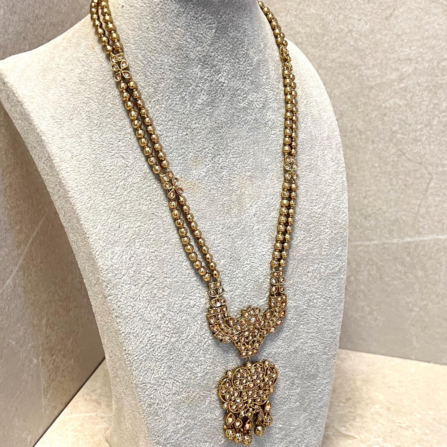 CLEARANCE Champagne/Golden Long Mala/ Haar/ Long Necklace/ Unique Style/ Indian/ Pakistani/Fashion Jewellery/ Gift for Women