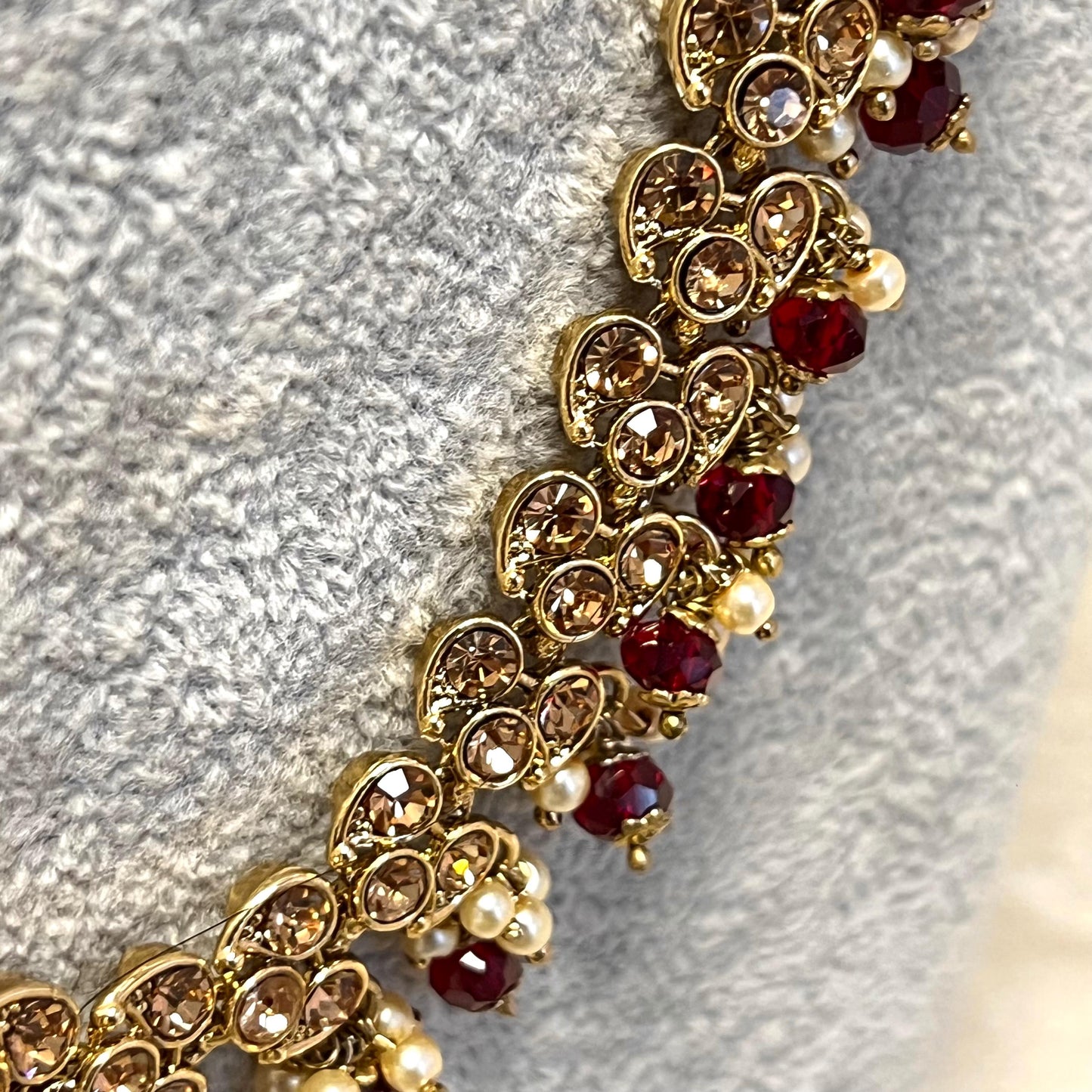 CLEARANCE Golden/ Maroon Long Mala/ Haar/ Long Necklace/ Unique Style/ Indian/ Pakistani/Fashion Jewellery/ Gift for Women