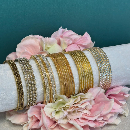 CLEARANCE Bangle Roll Build Your Bangle Set - Golden Collection Set/Golden Bindi Pack Included/Golden Jewellery/Pakistani Jewelley