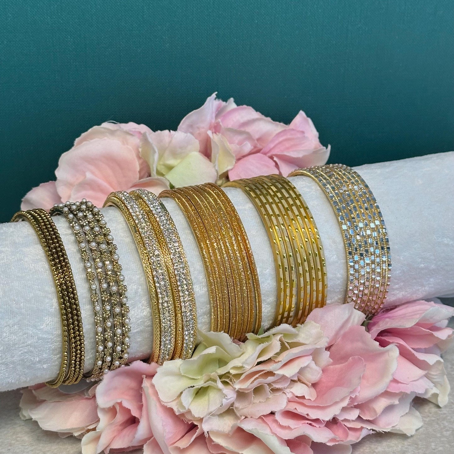 CLEARANCE Bangle Roll Build Your Bangle Set - Golden Collection Set/Golden Bindi Pack Included/Golden Jewellery/Pakistani Jewelley