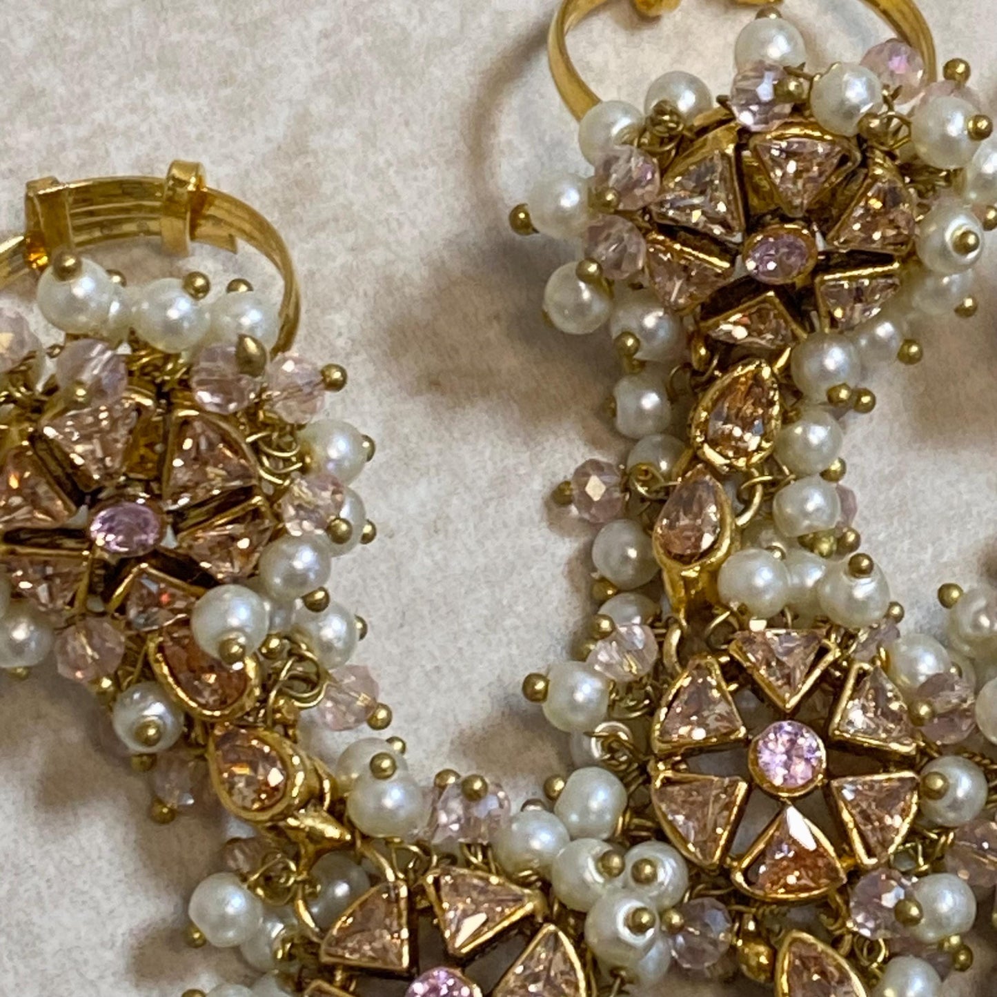 Pink/Goldplated 5 Ring Hand Harness/ Hathpool/Fashion Jewellery/Gold Hathpool/Indian/Pakistani style /Haathphool/Hand Accessory