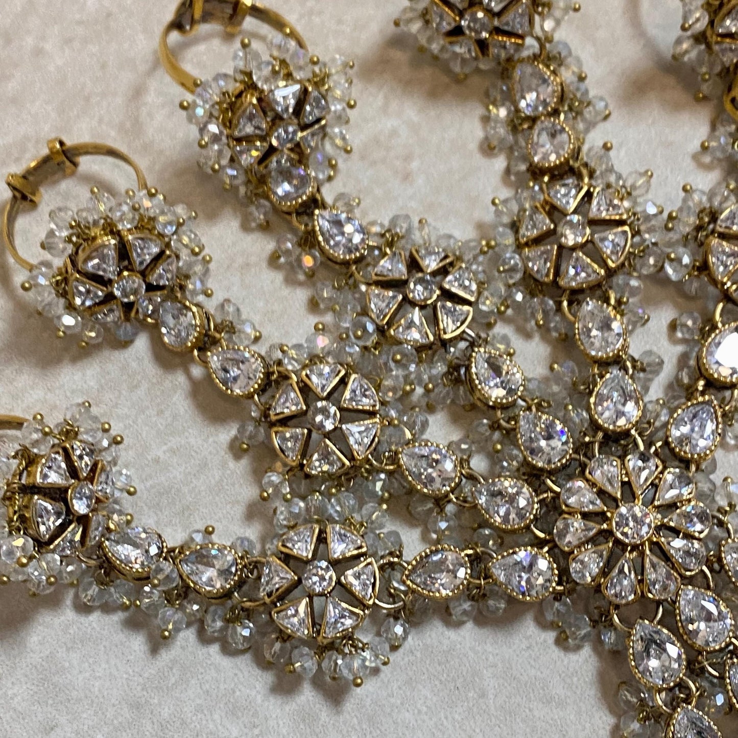 Clear/Goldplated 5 Ring Hand Harness/ Hathpool/Fashion Jewellery/Gold Hathpool/Indian/Pakistani style /Haathphool/Hand Accessory