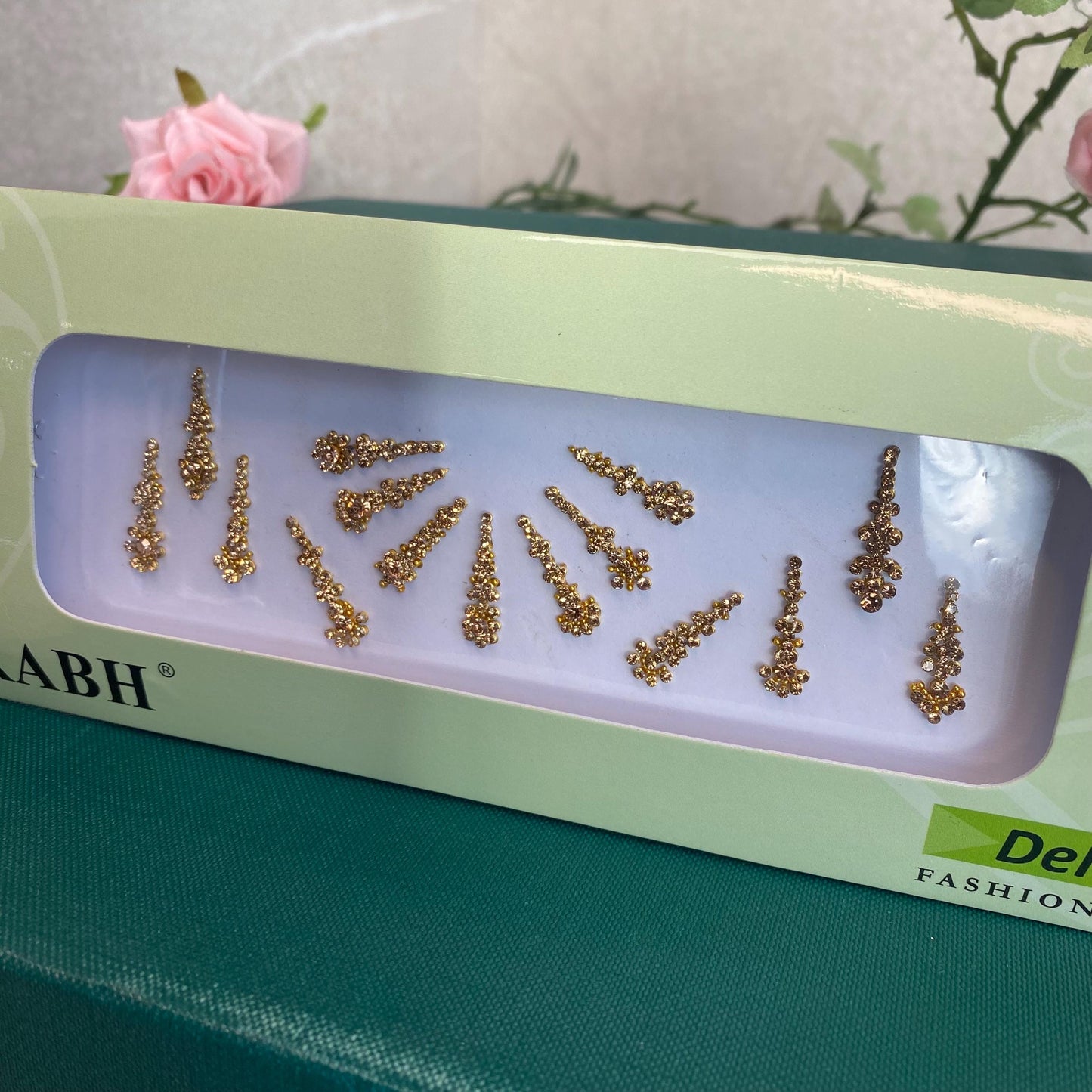 Golden Crystal Bindi Pack /Bindiya/ Chanlo/ Indian Accessory/ Forehead