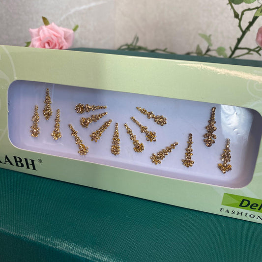 Golden Crystal Bindi Pack /Bindiya/ Chanlo/ Indian Accessory/ Forehead