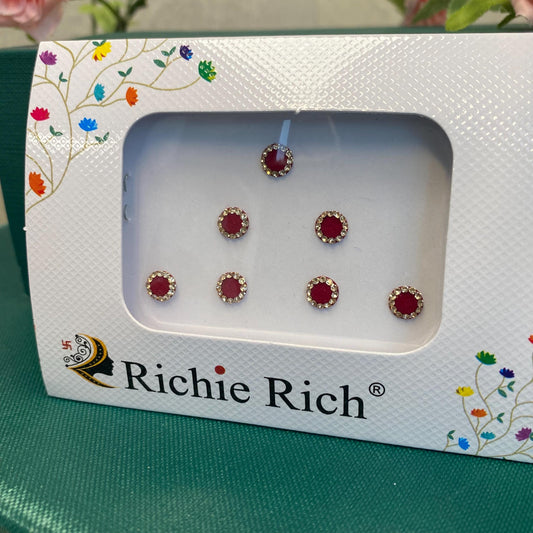 Maroon Crystal Round Bindi Pack/ Bindiya/ Chanlo/ Indian Accessory/ Forehead Sticky Gem