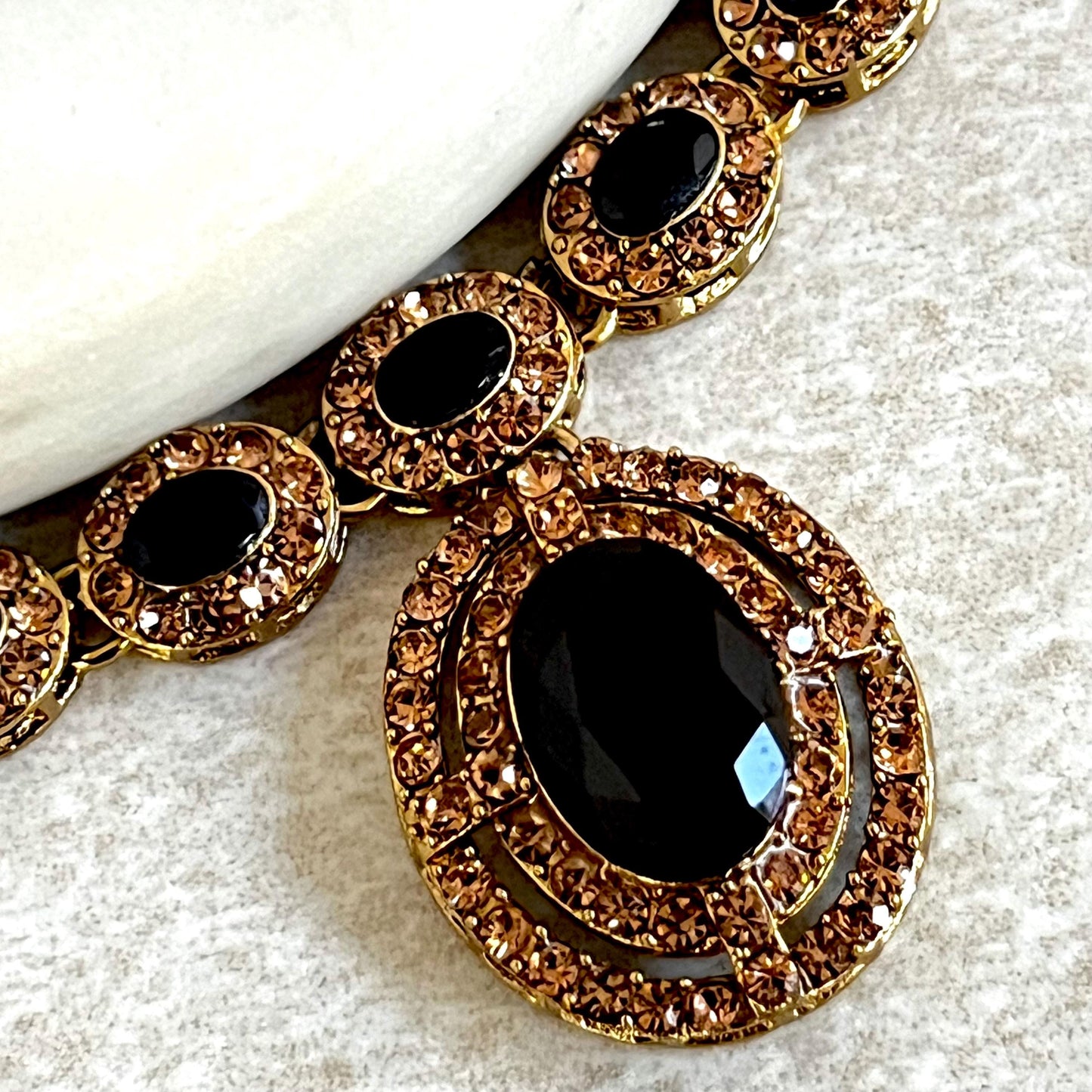 Black Antique Gold Small Simple Necklace Earring Set High Quality Indian Pakistani Bollywood Fashion Jewellery Lightweight Sale