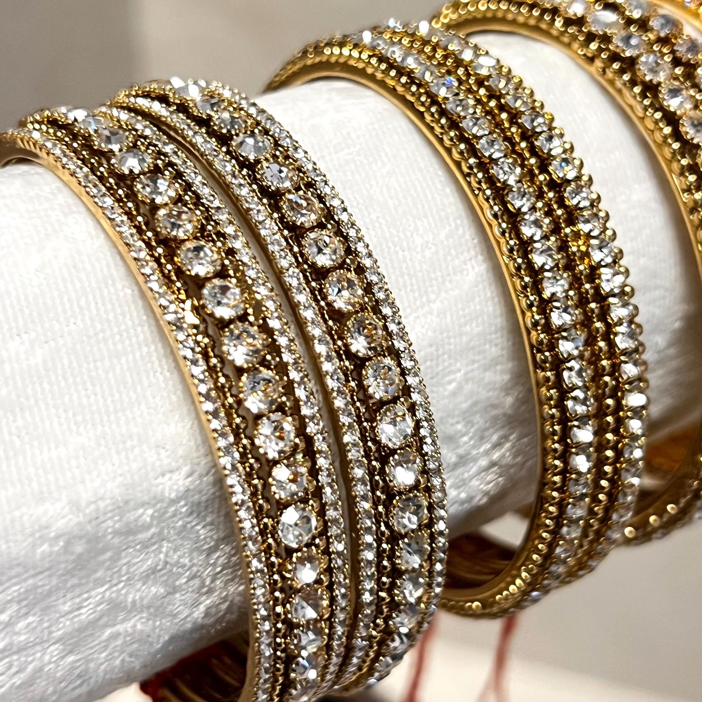 CLEARANCE Bangle Roll Build Your Bangle Set /Random Assortment -Golden and Antique Gold with Clear Stones/ Indian/Pakistani Jewelley/2.8