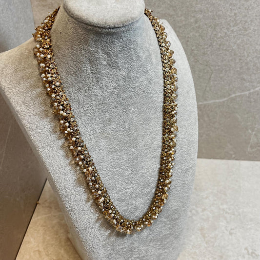 CLEARANCE Champagne/Golden Long Mala/ Haar/ Long Necklace/ Unique Style/ Indian/ Pakistani/Fashion Jewellery/ Gift for Women